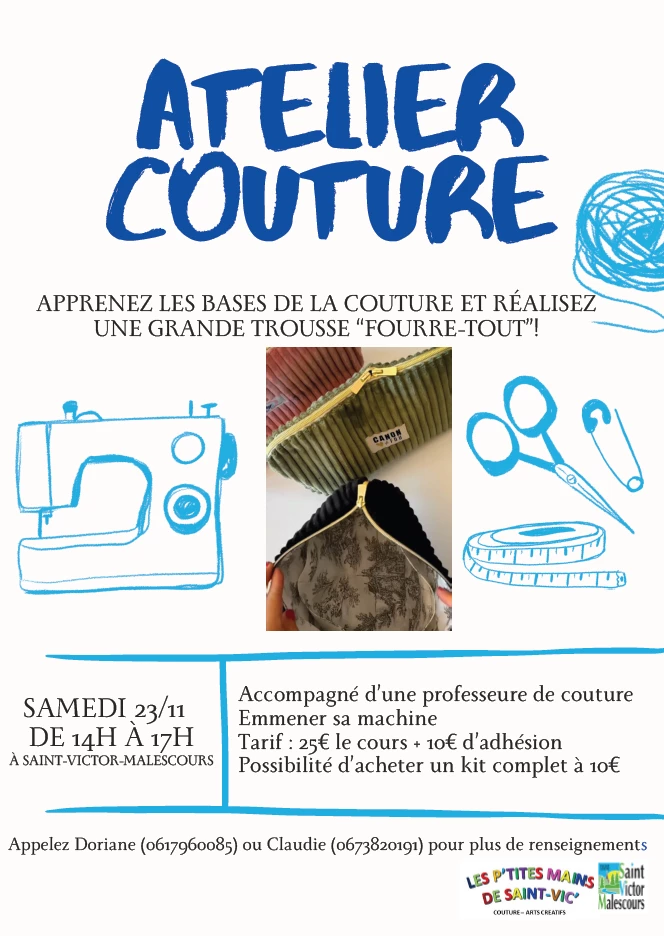 Stage couture les p'tites main de St-Vic' novembre 2023